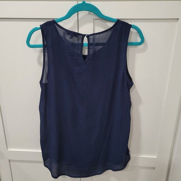 Juicy Couture Navy Blue Sheer Sleeveless Tank With Silver accents Size Large - Picture 2 of 6